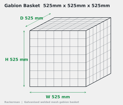GALFAN Gabion Baskets — Zinc-Aluminium Stone Cages, 10G, 525mm to 2m+ - Rackerman
