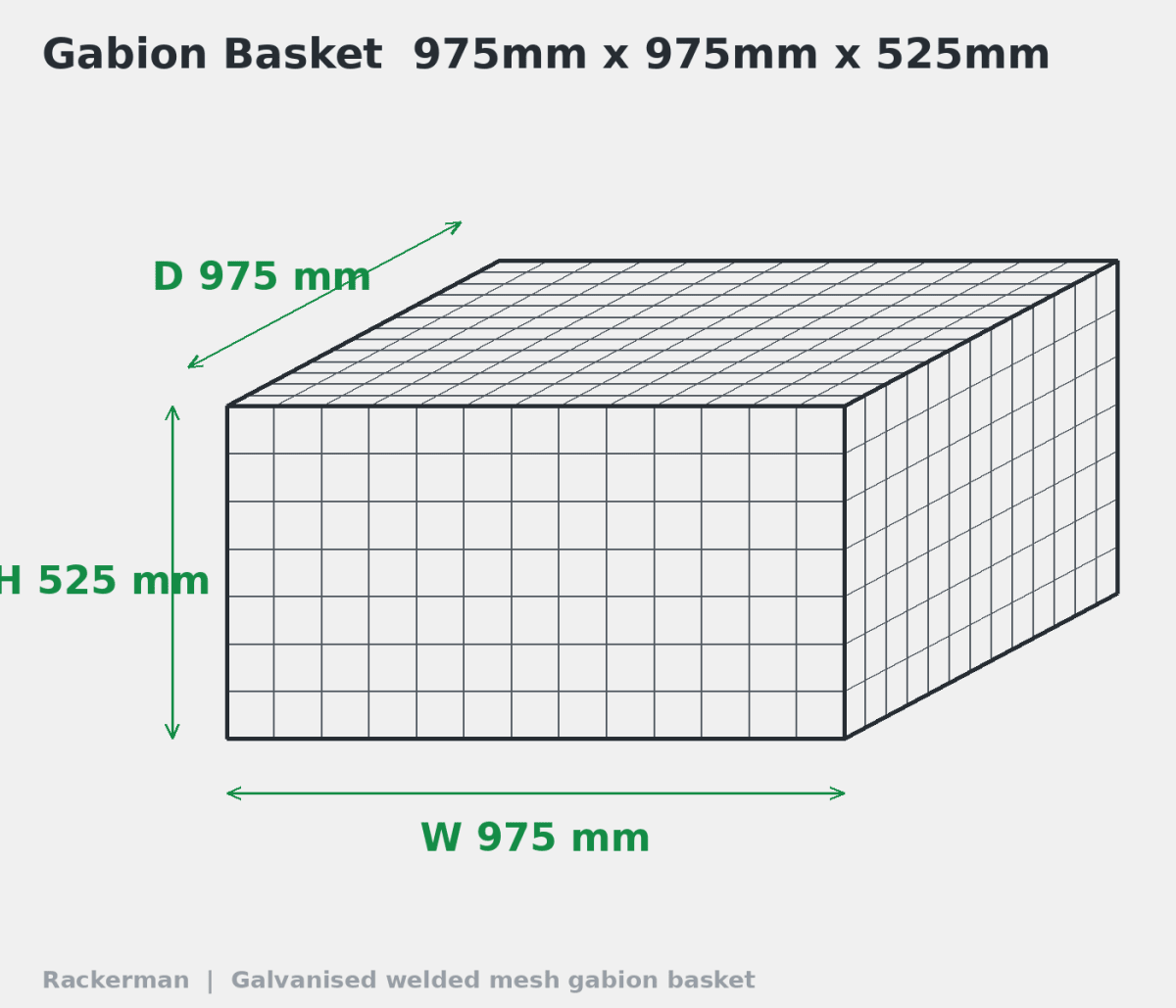 GALFAN Gabion Baskets — Zinc-Aluminium Stone Cages, 10G, 525mm to 2m+ - Rackerman