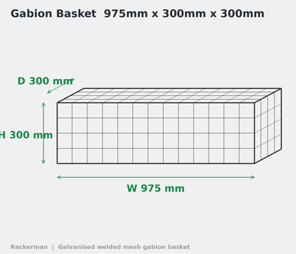 GALFAN Gabion Baskets — Zinc-Aluminium Stone Cages, 10G, 525mm to 2m+ - Rackerman