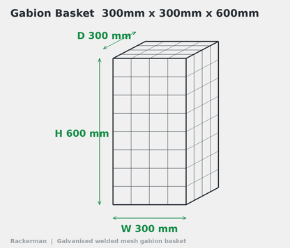 GALFAN Gabion Baskets — Zinc-Aluminium Stone Cages, 10G, 525mm to 2m+ - Rackerman