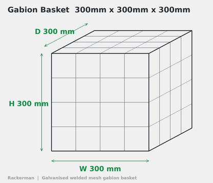 GALFAN Gabion Baskets — Zinc-Aluminium Stone Cages, 10G, 525mm to 2m+ - Rackerman