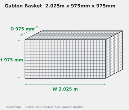 GALFAN Gabion Baskets — Zinc-Aluminium Stone Cages, 10G, 525mm to 2m+ - Rackerman
