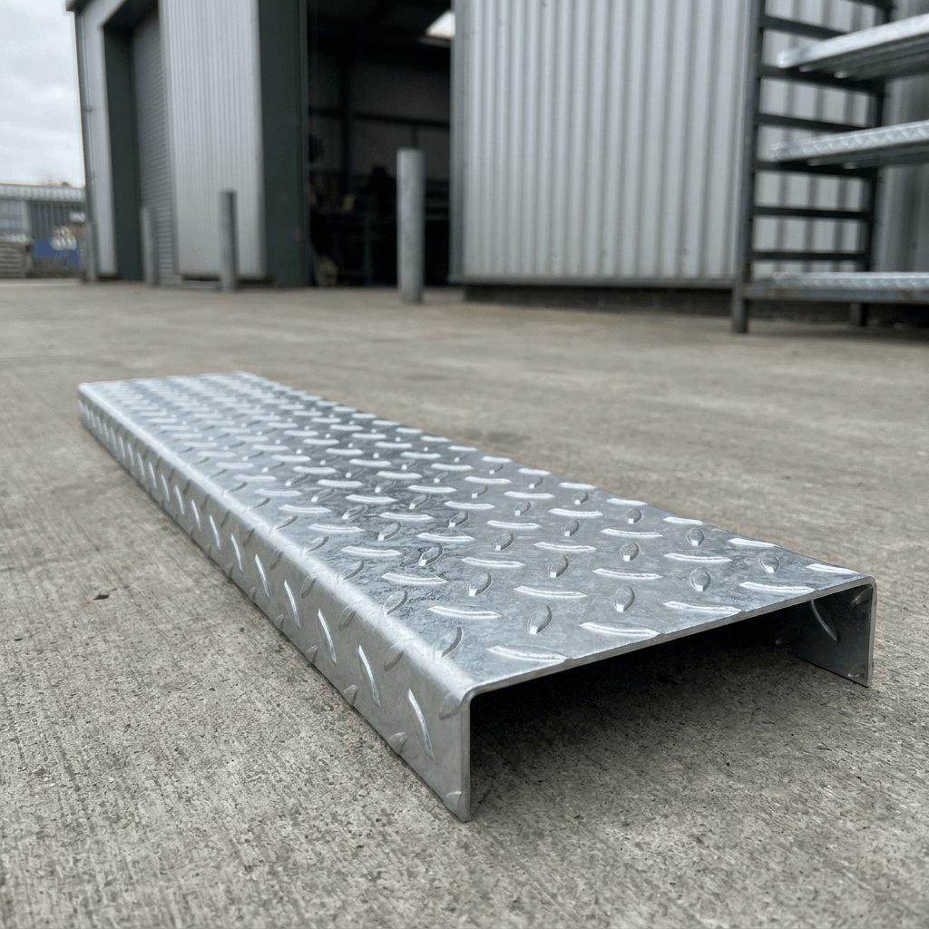 Galvanised Durbar Stair Treads – Hot-Dip Pattern 1 Anti-Slip Checker Plate - Rackerman