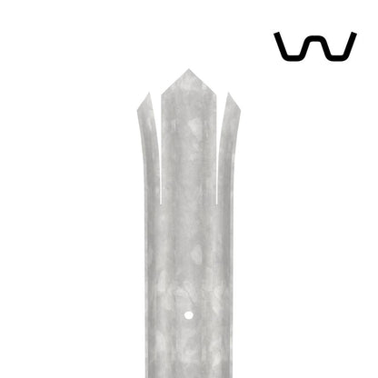 Concrete-in galvanised palisade fence posts set on new ground