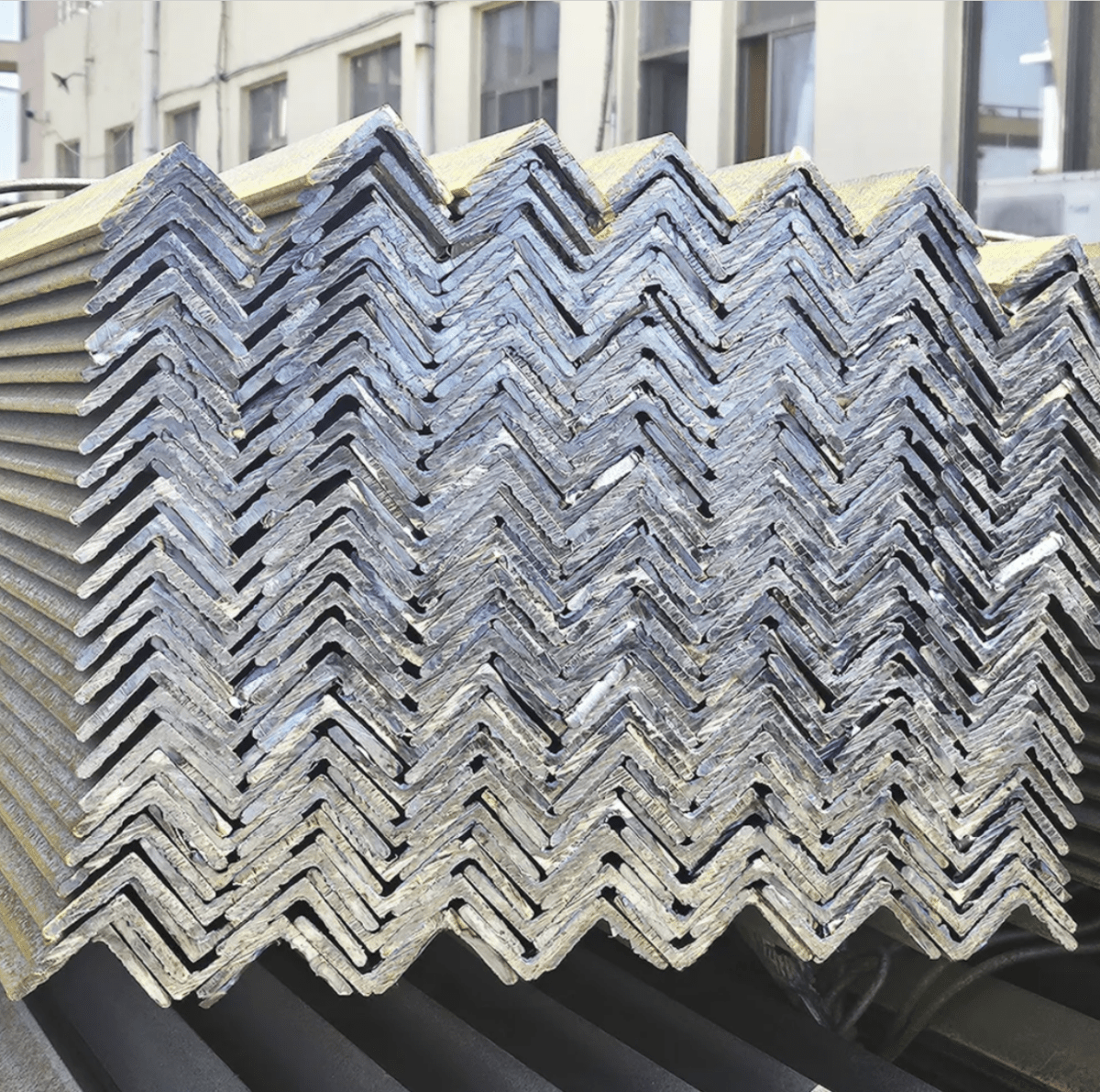 Bundle of galvanised angle iron 6m lengths for outdoor fencing and frames