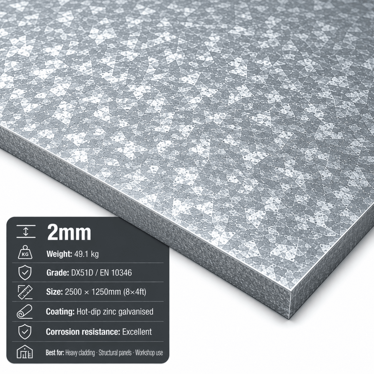 Galvanised Steel Sheet – DX51D | 8x4, 2m x 1m & 3m x 1.5m - Rackerman
