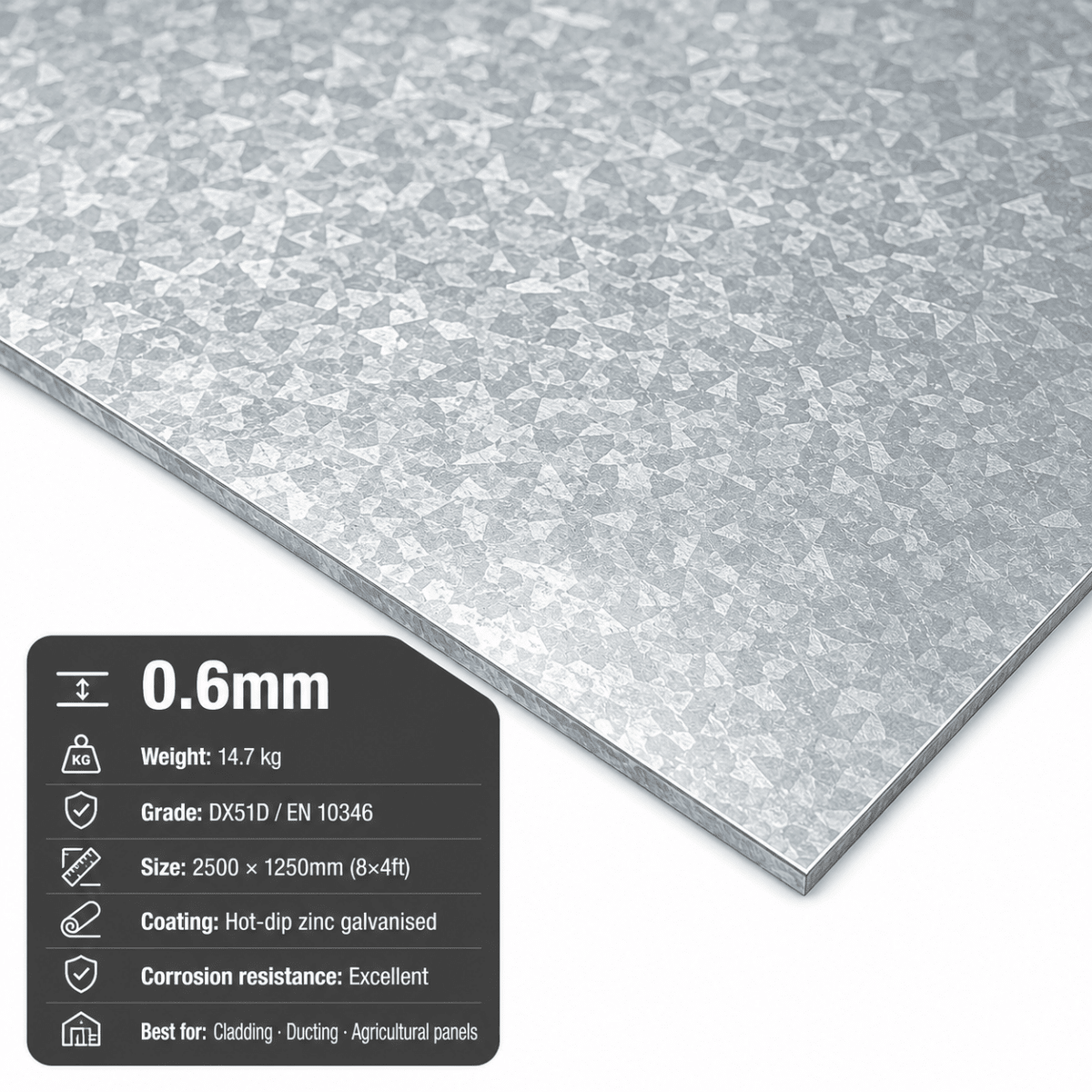 Galvanised Steel Sheet – DX51D | 8x4, 2m x 1m & 3m x 1.5m - Rackerman