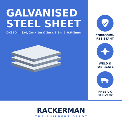 Galvanised Steel Sheet – DX51D | 8x4, 2m x 1m & 3m x 1.5m - Rackerman