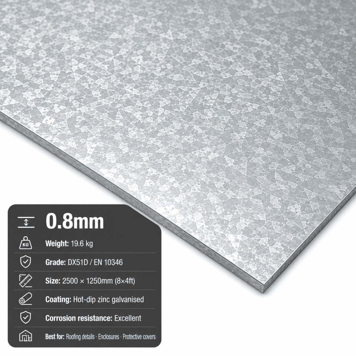 Galvanised Steel Sheet – DX51D | 8x4, 2m x 1m & 3m x 1.5m - Rackerman