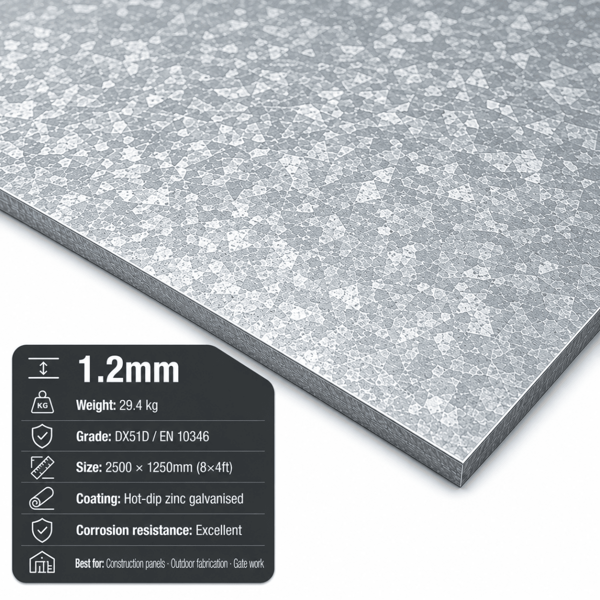 Galvanised Steel Sheet – DX51D | 8x4, 2m x 1m & 3m x 1.5m - Rackerman