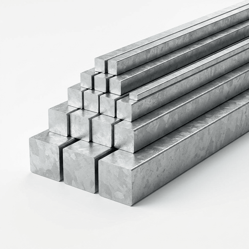Galvanised steel square bar sizes 12mm to 20mm