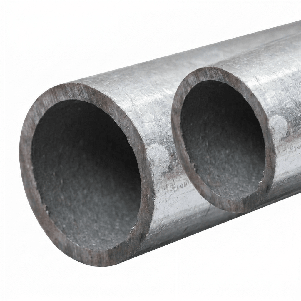 Galvanised round tube cut end and wall thickness