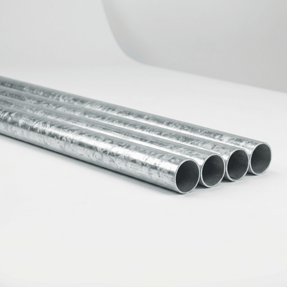BS 1387 galvanised pipe bundle in a UK steel yard