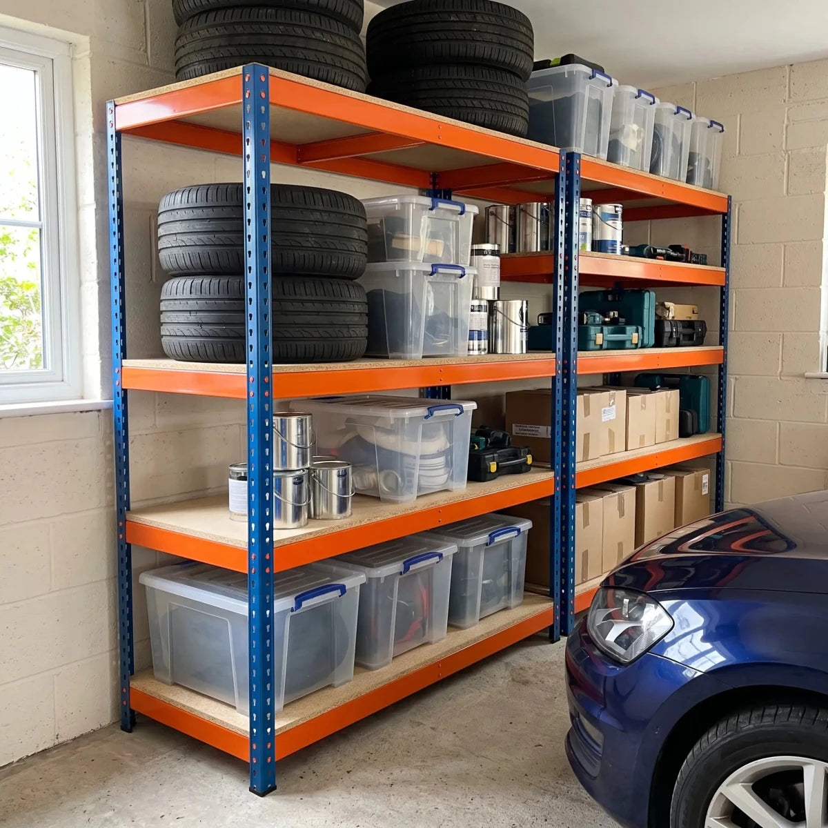 Heavy Duty Garage Racking – 400kg Boltless Shelving Units - Rackerman