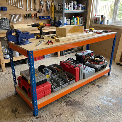 Heavy Duty Steel Workbench – Boltless Garage & Workshop Bench - Rackerman