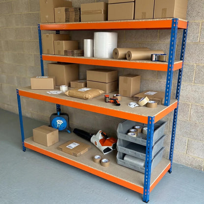 Heavy Duty Steel Workstation Bench with Upper Shelves - Rackerman