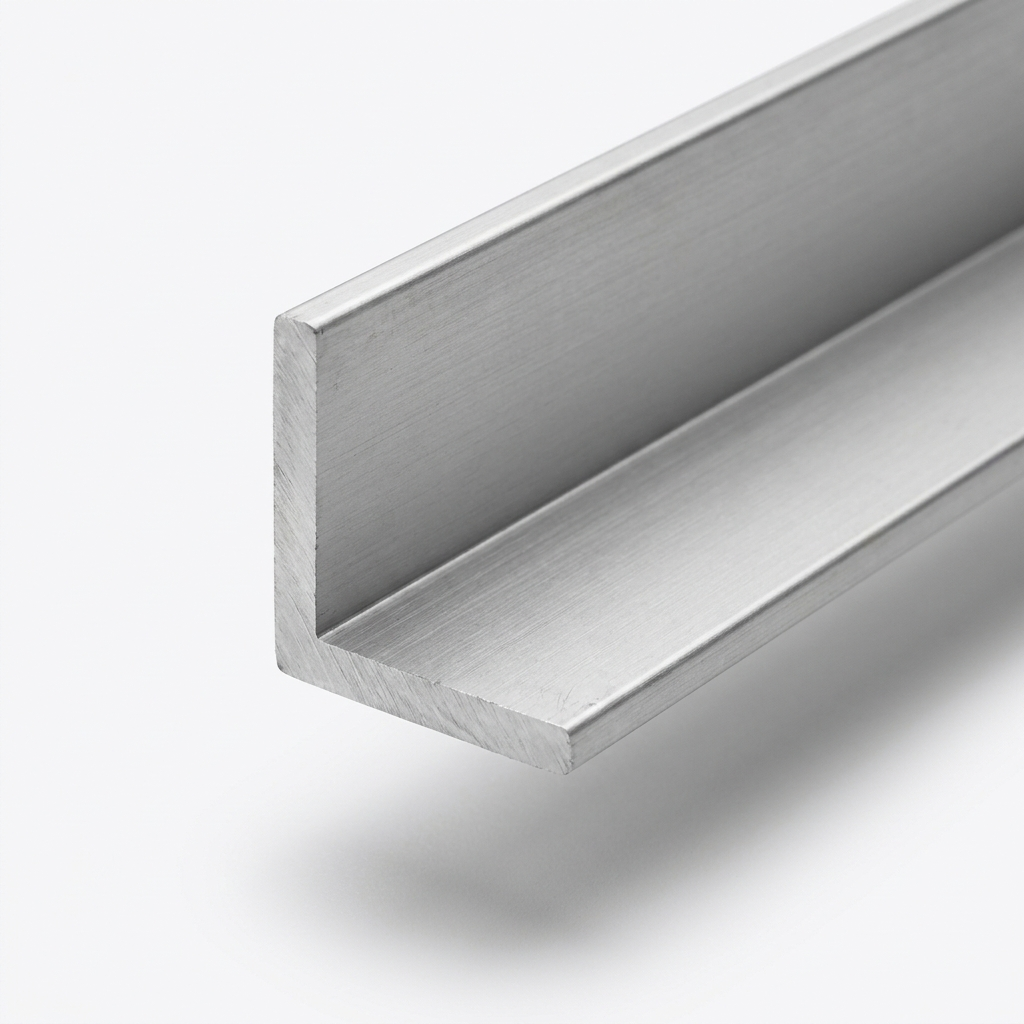 6063 T6 aluminium unequal angle - cut end close-up