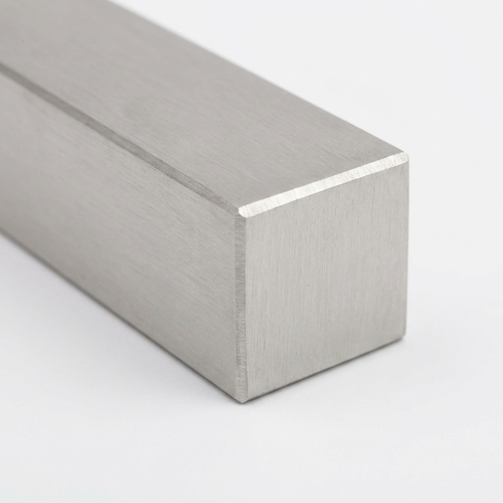 304 stainless steel square bar cut end square cross-section close-up