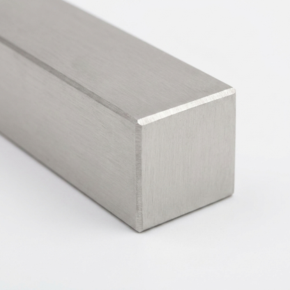 304 stainless steel square bar cut end square cross-section close-up