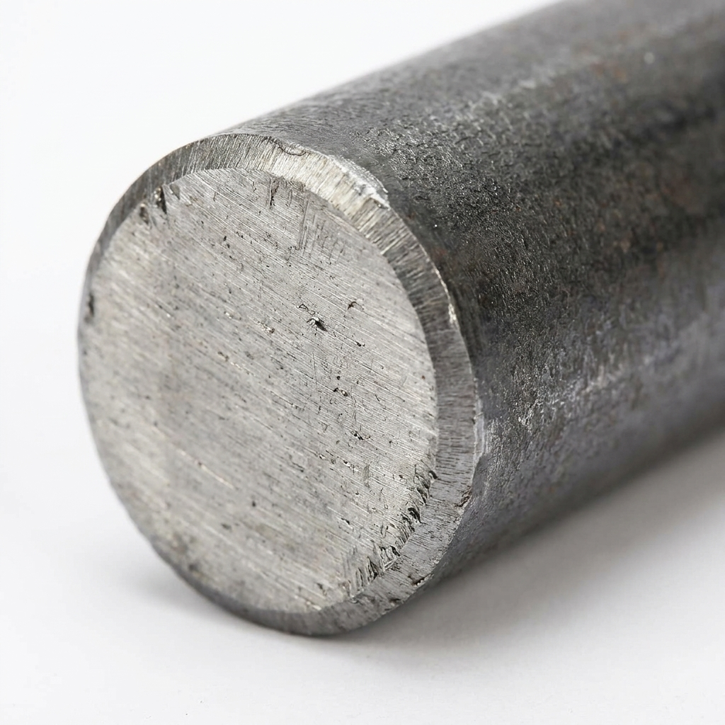 Mild Steel Round Bar S275 cut end close-up