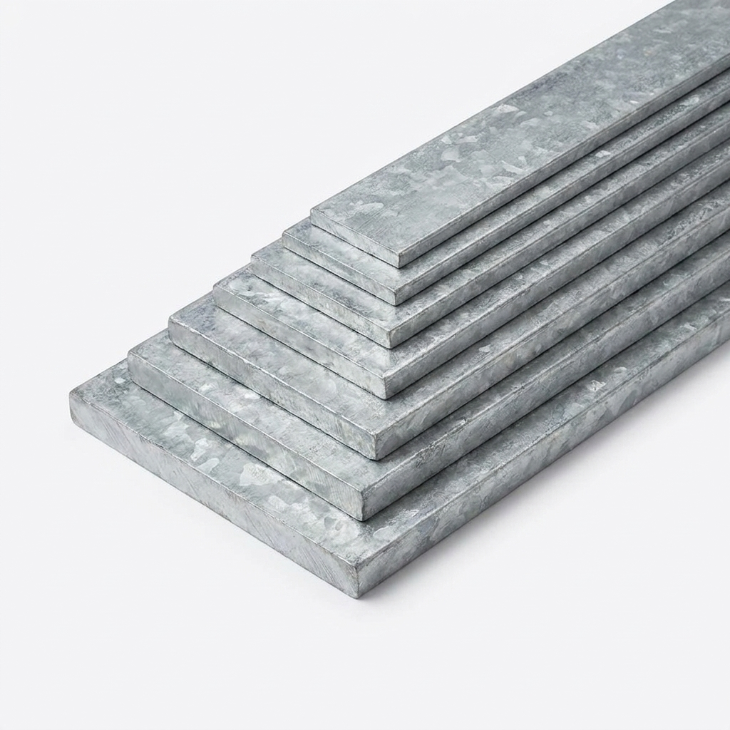 Galvanised mild steel flat bars nested by width