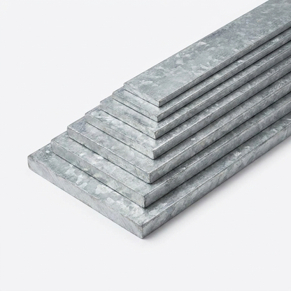 Galvanised mild steel flat bars nested by width