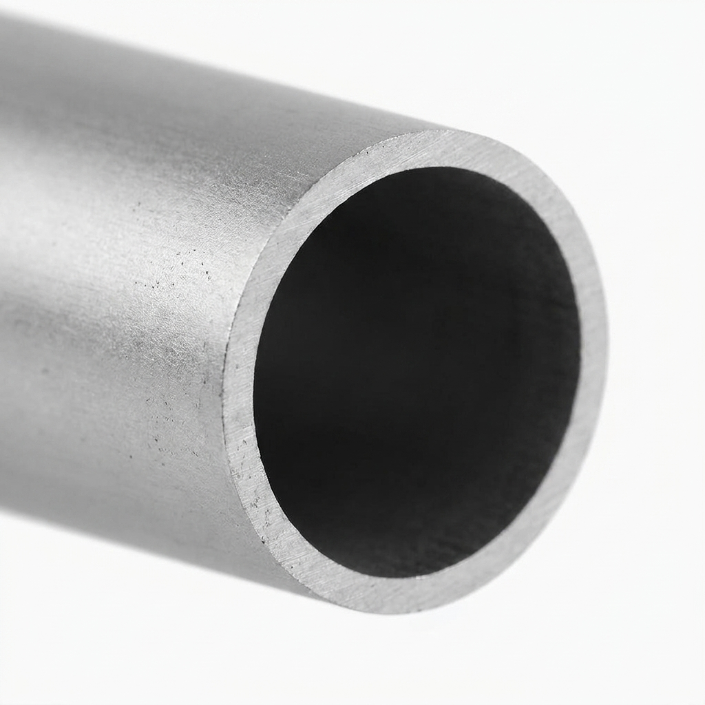 6063 T6 aluminium round tube cut end close-up