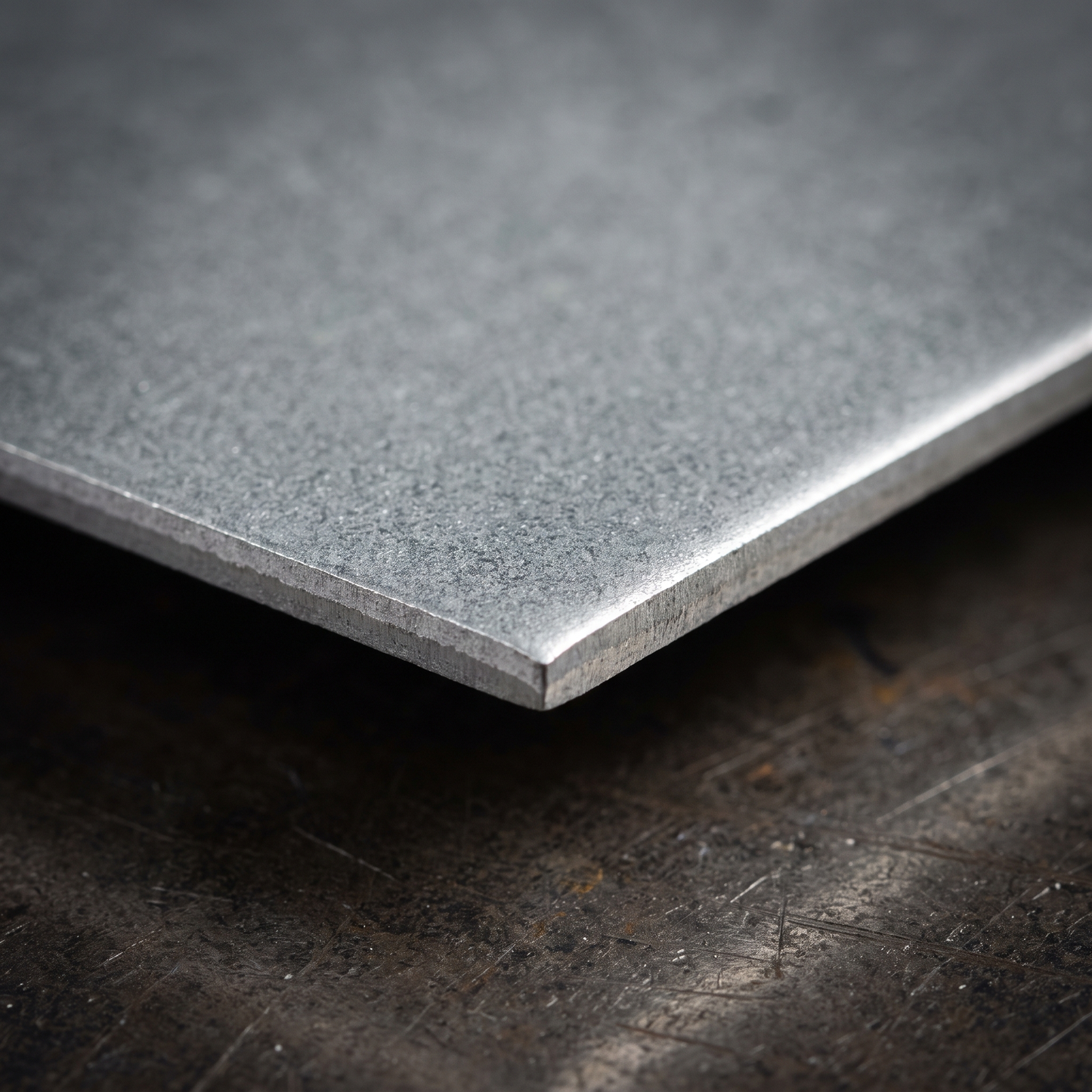 Zintec sheet zinc-coated surface and cut edge close-up - smooth galvanised finish