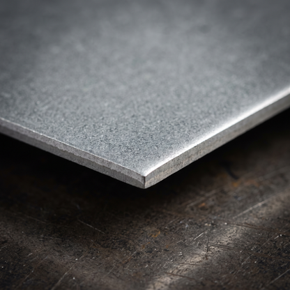 Zintec sheet zinc-coated surface and cut edge close-up - smooth galvanised finish