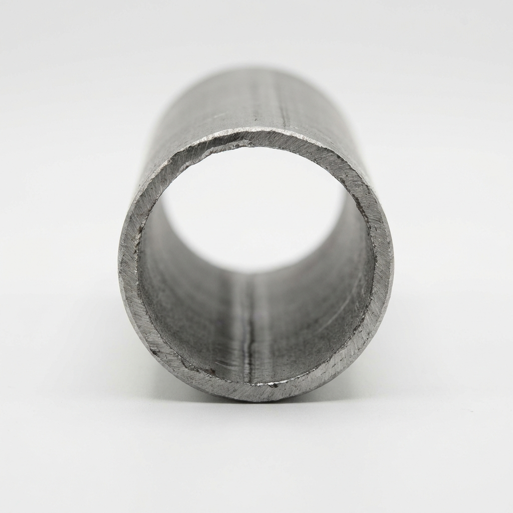 Cut end of an ERW mild steel round tube showing the hollow section