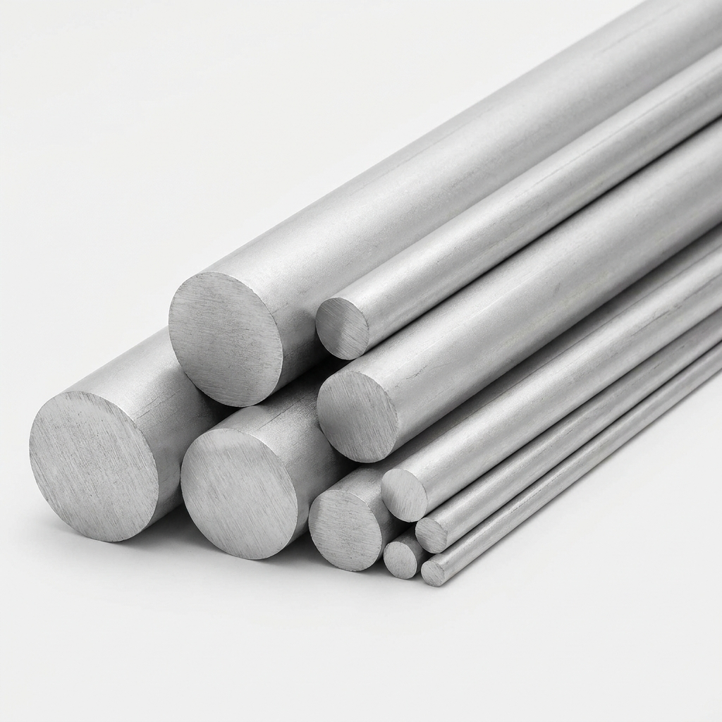6063 T6 aluminium round bars in a range of diameters