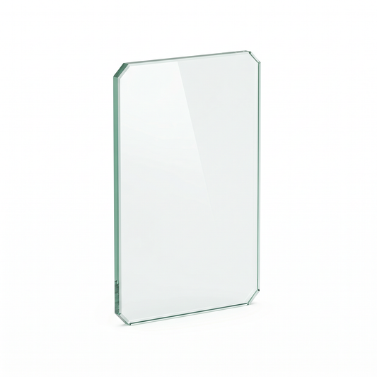 10mm clear float toughened glass panel with dubbed corners