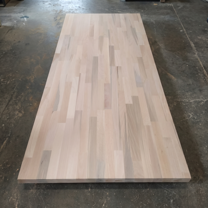 Solid beech kitchen worktop surface close-up