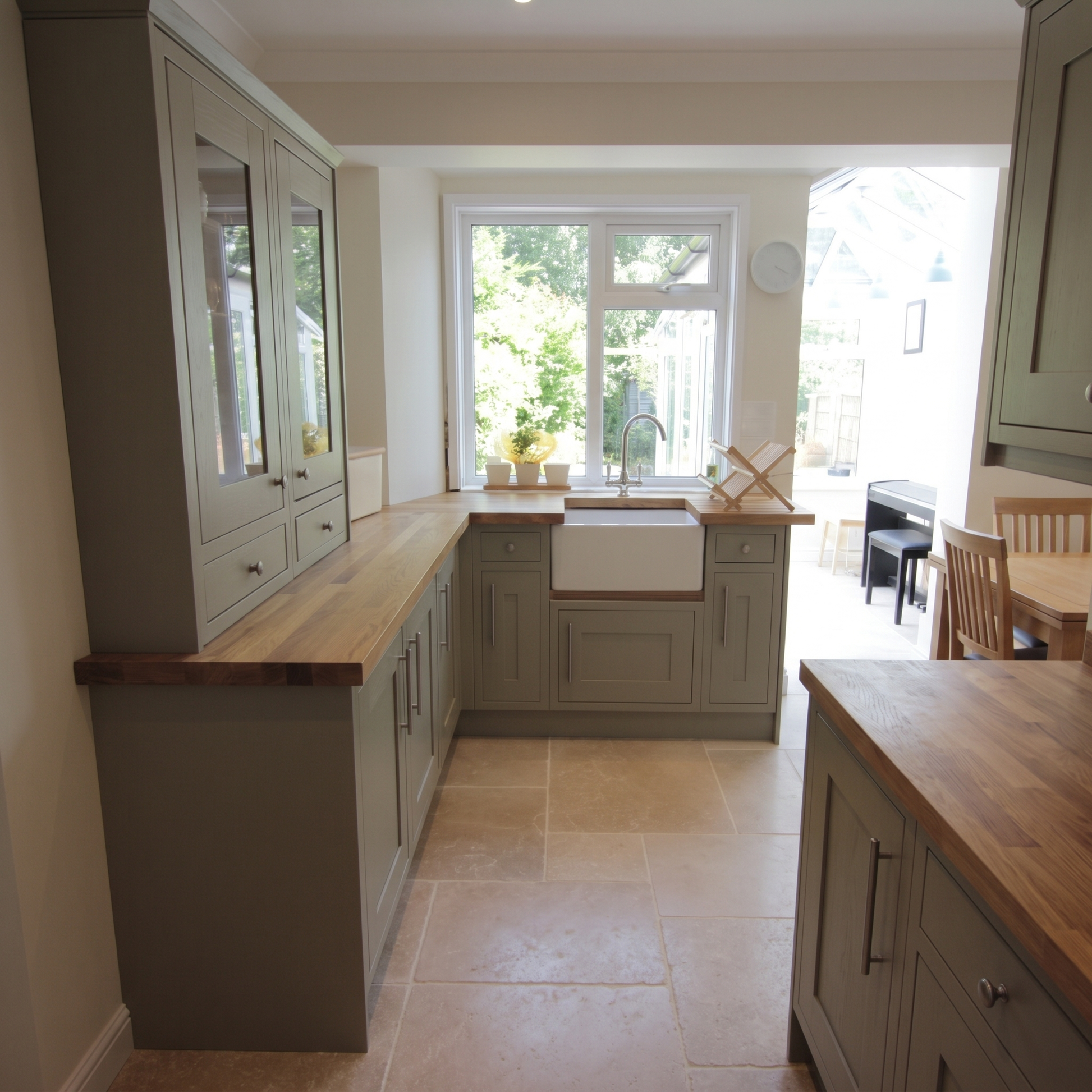 Oak kitchen worktop fitted in modern home