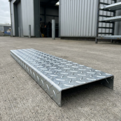 Galvanised durbar stair tread Pattern 1 anti-slip checker plate, hot-dip finish