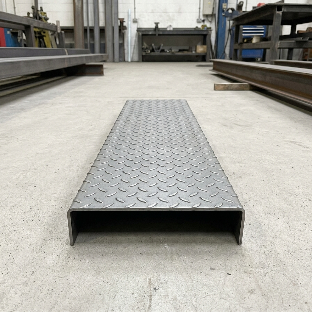 DDA durbar checker plate stair tread high-visibility step edge, mild steel