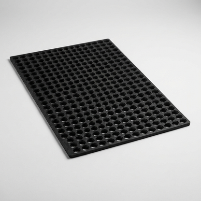 Black rubber grass mat 1.5m x 1m with open holes - grass protection matting