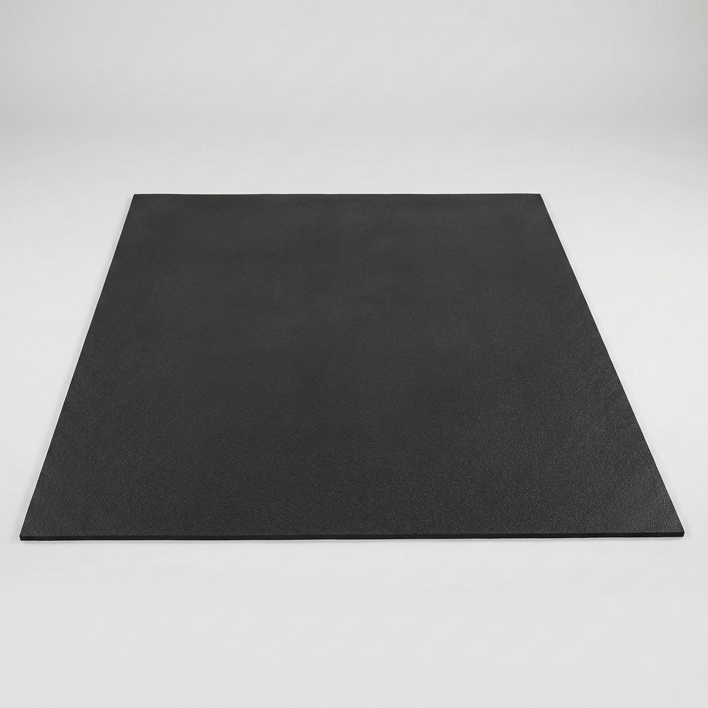 Large 6ft x 4ft rectangular black rubber gym mat - single solid heavy-duty gym floor mat