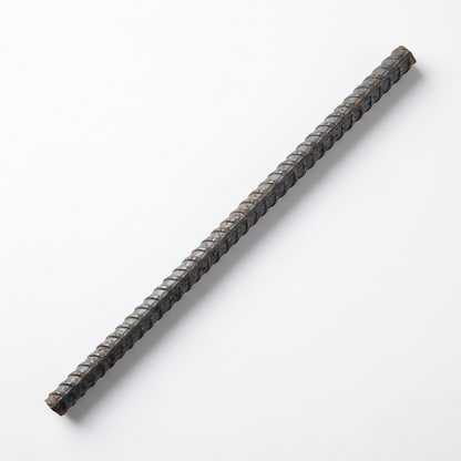 Steel reinforcing bar rebar single 6m length ribbed B500B on white background