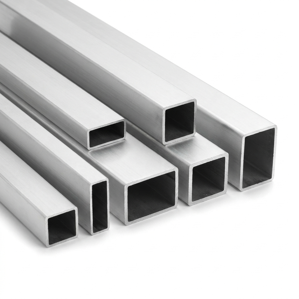 6063 T6 aluminium box section - square and rectangular tube product photo on white