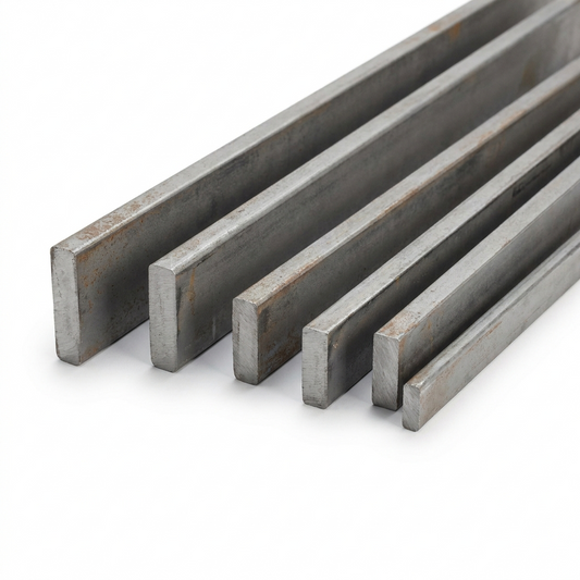 Mild steel flat bar - solid flat steel bar product photo on white