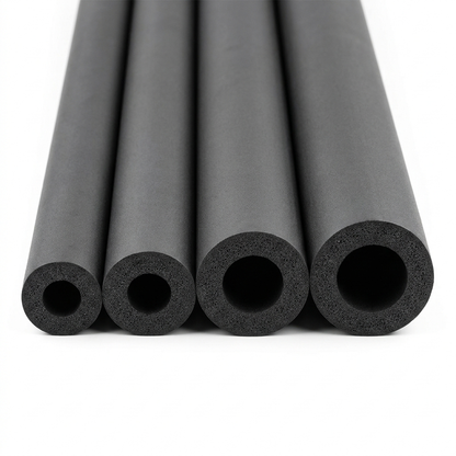 Foam pipe insulation bore sizes 15mm 22mm 28mm and 42mm compared end-on