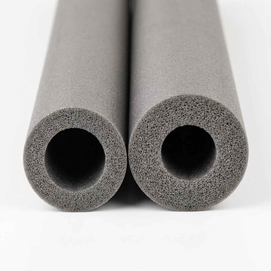 Foam pipe insulation wall thickness comparison, thin 9mm next to thick 25mm wall
