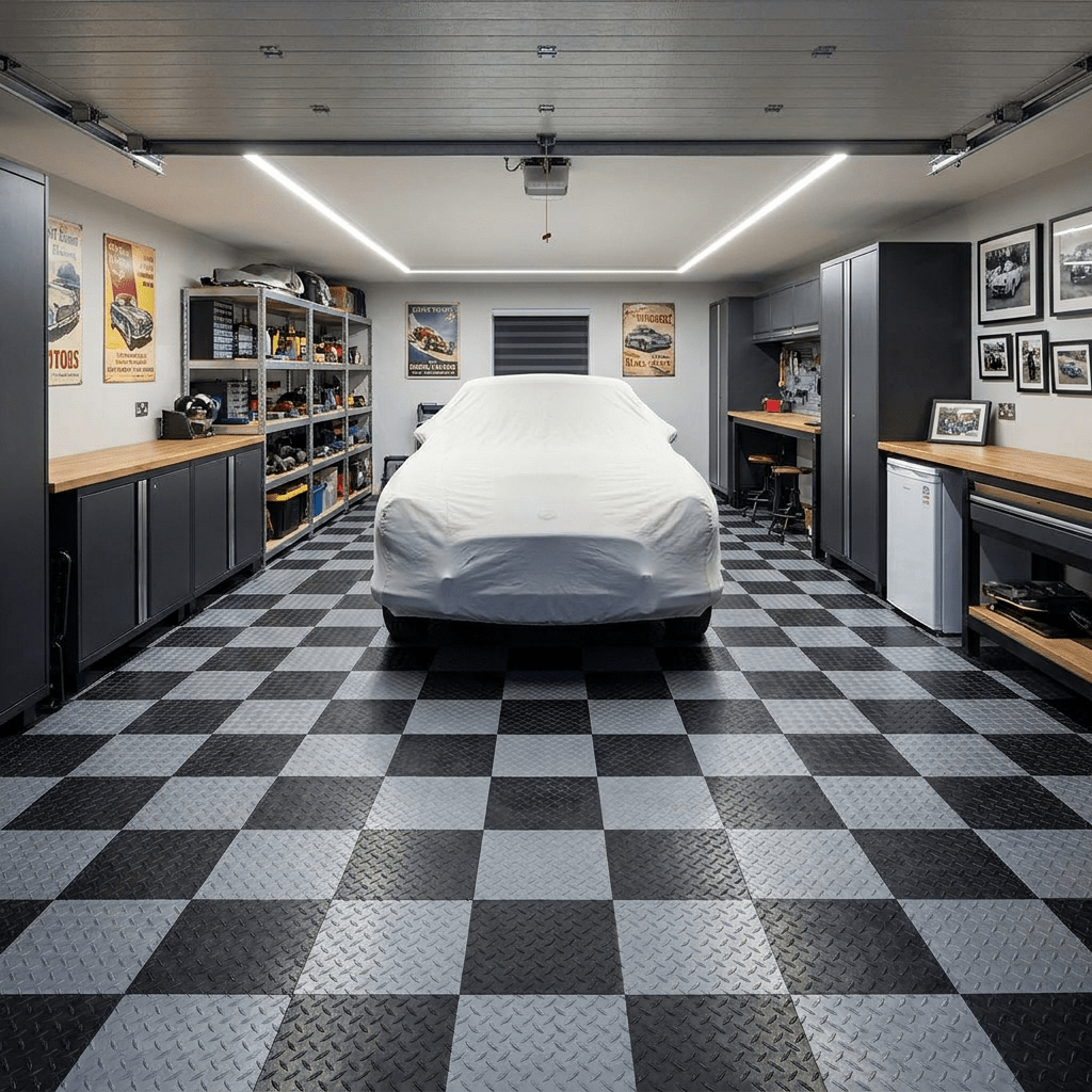 Interlocking Garage Floor Tiles – 12mm Heavy-Duty PVC - Rackerman