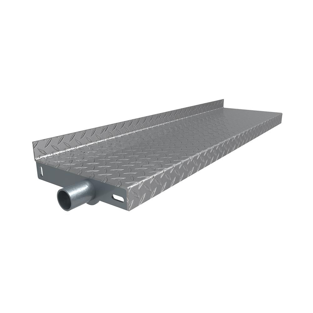 Durbar stair tread 1000 x 265 x 4.5mm with support tube mild steel checker plate