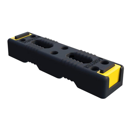 Hi-visibility thermoplastic block foot for temporary fencing