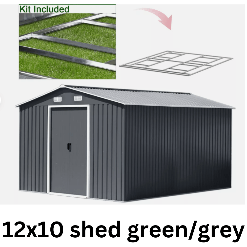 Metal Garden Shed – Heavy Duty Galvanised Steel Shed with Floor, Outdoor Garden Storage & Workshop Building, Apex & Pent Roof - Rackerman
