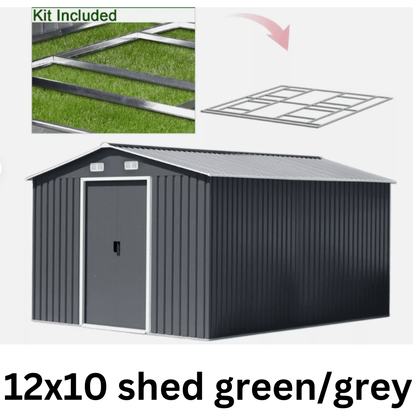 Metal Garden Shed – Heavy Duty Galvanised Steel Shed with Floor, Outdoor Garden Storage & Workshop Building, Apex & Pent Roof - Rackerman