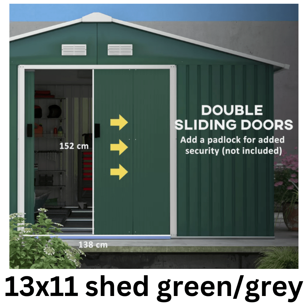 Metal Garden Shed – Heavy Duty Galvanised Steel Shed with Floor, Outdoor Garden Storage & Workshop Building, Apex & Pent Roof - Rackerman