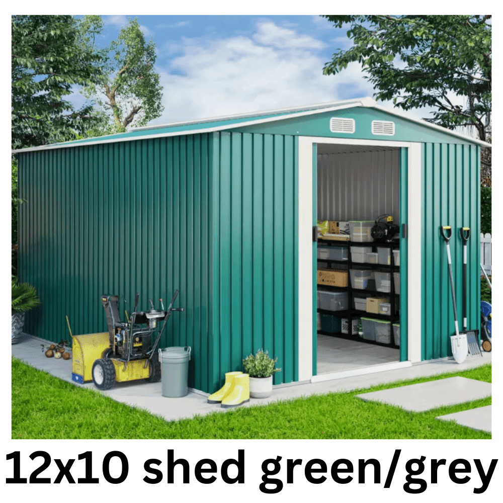 Metal Garden Shed – Heavy Duty Galvanised Steel Shed with Floor, Outdoor Garden Storage & Workshop Building, Apex & Pent Roof - Rackerman